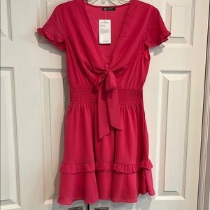 Vibrant Pink Dress with Ruffle Hem